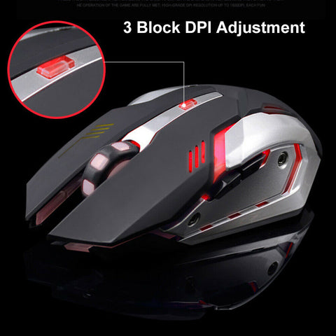 LED Wired Wireless Gaming Mouse USB Ergonomic Optical For PC Laptop Rechargeable