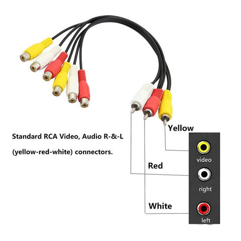 25cm 3 RCA Male Plug to 6 RCA Female Jack cable