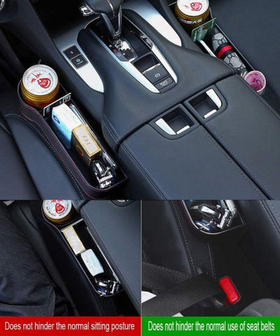 2Pcs Car Seat Gap Filler Organizer Storage Box Front Seat Console Side Pocket for Cellphones Keys Cards Wallets Sunglasses