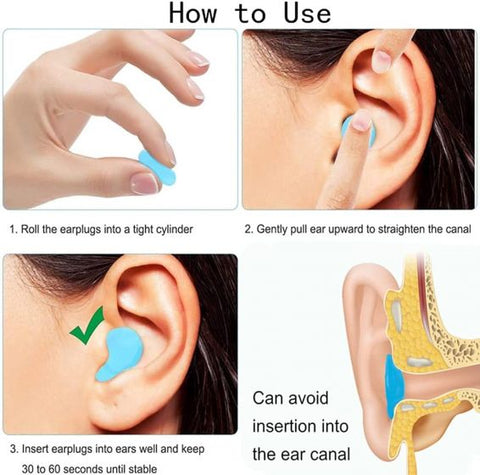 3 Pairs Soft Reusable Moldable Silicone Earplugs Noise Cancelling Earplugs Sound Blocking Ear Plugs for Swimming Sleeping Snoring Studying Snoring