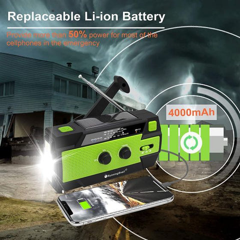 4000mAh Hand Crank Flashlight Radio