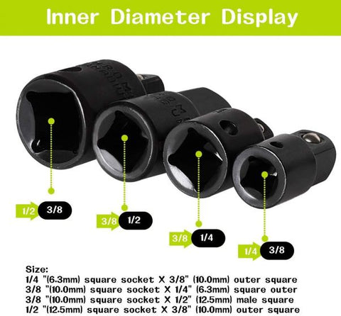 12Pcs Socket Adapte Bits Set Hex Drill Nut Driver Power Shank 1/4" 3/8" 1/2" Connecting Rod Head Extension Drill Bits Bar Wrench