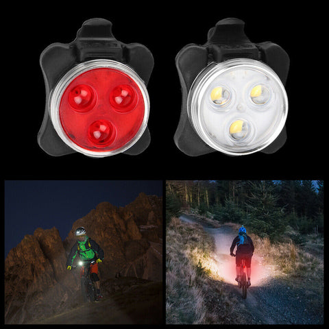 2pcs Waterproof Bicycle Bike Light Safety USB Rechargeable Front & Rear LED Lamp