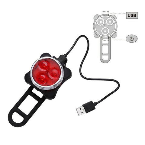 2pcs Waterproof Bicycle Bike Light Safety USB Rechargeable Front & Rear LED Lamp