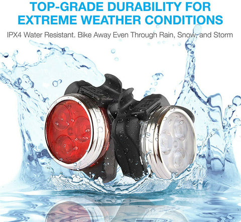 2pcs Waterproof Bicycle Bike Light Safety USB Rechargeable Front & Rear LED Lamp