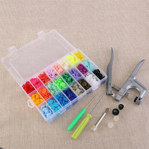 640PCS Plastic KAM Snaps Kit T5 Fastener Button Press Stud Plier Tool Set