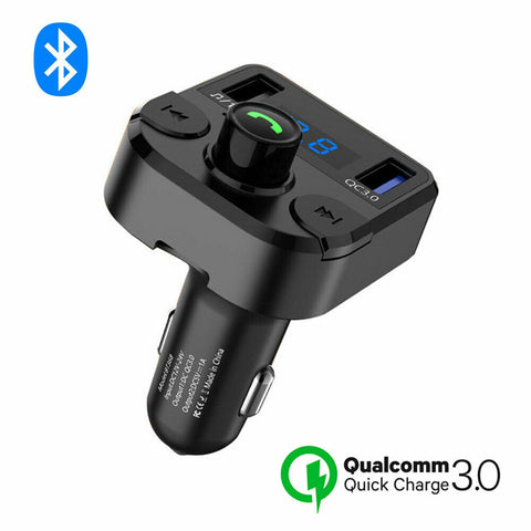 QC3.0 Fast Charging Bluetooth 5.0 Wireless Handsfree Car Kit FM Radio MP3 2x USB