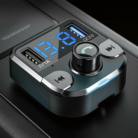 QC3.0 Fast Charging Bluetooth 5.0 Wireless Handsfree Car Kit FM Radio MP3 2x USB