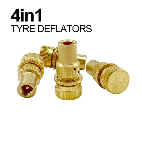 4 x Tyre Deflators - Air Deflator Tool - Tire Pressure Deflators Brass