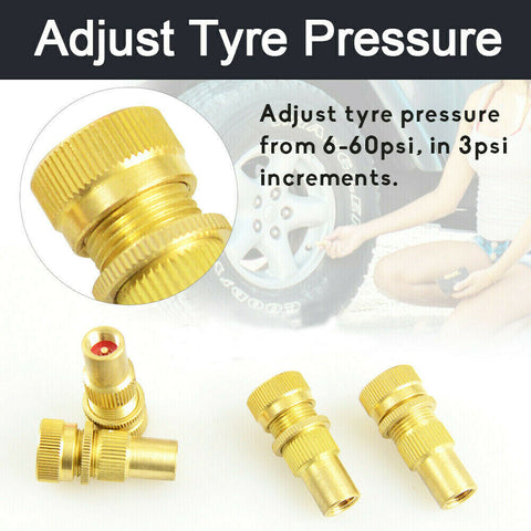 4 x Tyre Deflators - Air Deflator Tool - Tire Pressure Deflators Brass