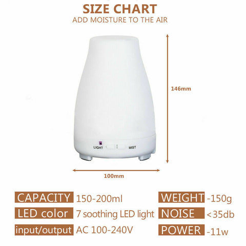 Essential Oil Humidifier Ultrasonic Air Diffuser Aroma Aromatherapy Air Purifier