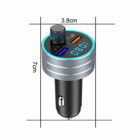 QC3.0 Fast Charging Bluetooth 5.0 Car Kit Wireless FM Transmitter Dual USB MP3