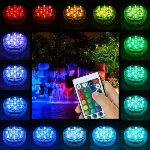 2x Submersible Underwater Lights Waterproof LED RGB