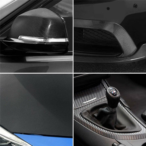 50cm x1.51M 4D Gloss Black Carbon Fibre Fiber Vinyl Car Wrap Air Release Film