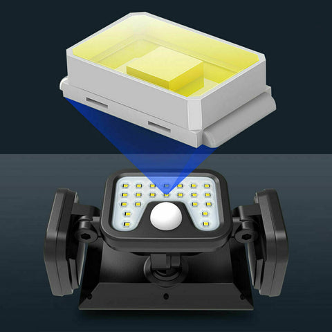 3 Head Solar Motion Sensor Light Outdoor Garden Wall Security Flood Lamp 70LEDs