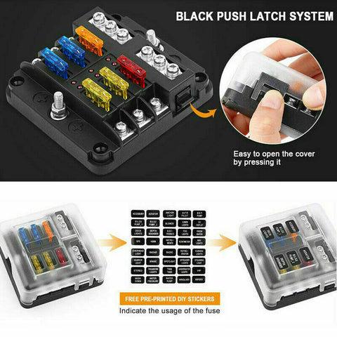 23PC 6 Way Blade Fuse Box Block Holder LED Indicator Light 12V/32V