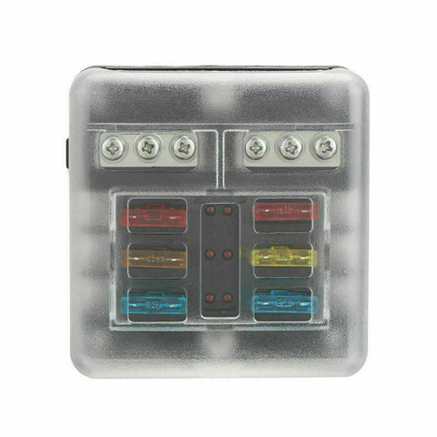 23PC 6 Way Blade Fuse Box Block Holder LED Indicator Light 12V/32V