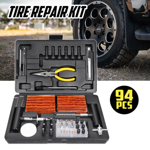 94PCS Tyre Puncture Repair Recovery Kit Heavy Duty 4WD Offroad Plugs Tubeless