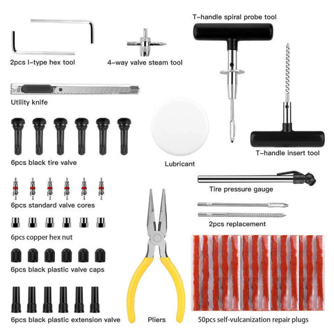 94PCS Tyre Puncture Repair Recovery Kit Heavy Duty 4WD Offroad Plugs Tubeless