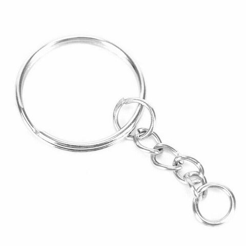 100x Split Metal Key Rings Keyring Blanks With Link Chains For DIY Craft