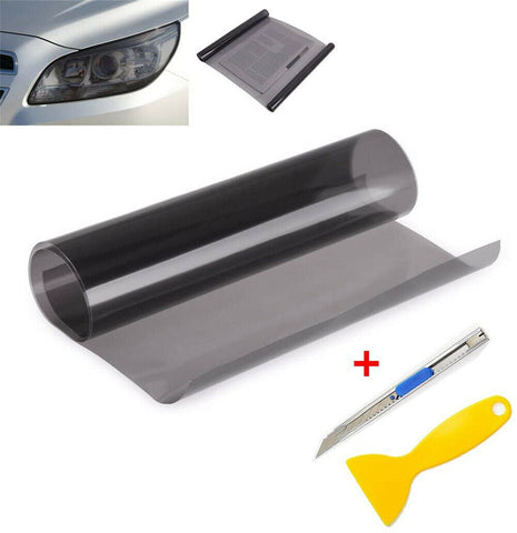 Light Smoke Black Tint Film Head Tail lights Car Vinyl Wrap 30cm x 200cm Tool