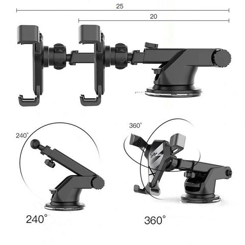 2 IN 1 Universal Car Phone Holder 360° Windshield Air Vent Mount Dashboard Stand