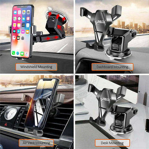 2 IN 1 Universal Car Phone Holder 360° Windshield Air Vent Mount Dashboard Stand