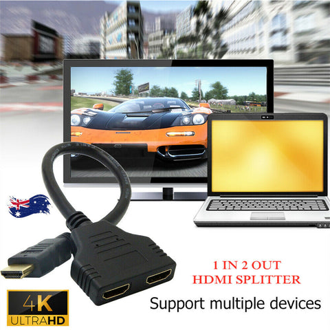 HDMI Splitter 1 IN 2 OUT Ultra HD 1080 Adapter Converter Multi Display Cable 4K