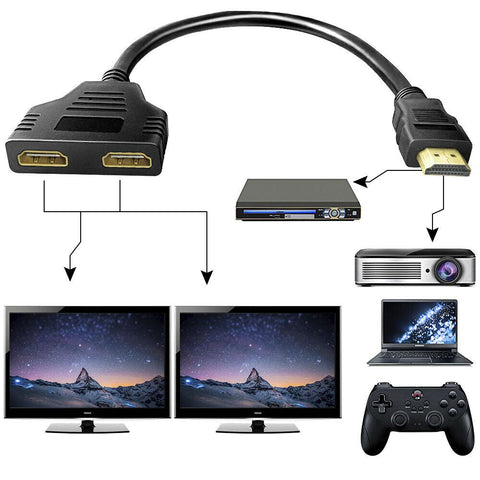 HDMI Splitter 1 IN 2 OUT Ultra HD 1080 Adapter Converter Multi Display Cable 4K