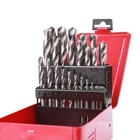 Traderight Drill Bits Set 25Pcs Metric Metal High Speed Steel Case 1-13mm Coated