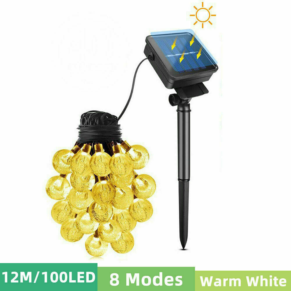 100/200LED Solar Globe String Lights Fairy Outdoor Festoon Party Garden Decor