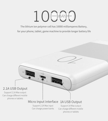 G80 10000mAh Candy Dual USB Slim 2.1A Charge Power Bank For Mobile Phone