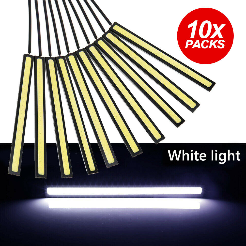 10X 12V Weather Re White DRL LED Strip Lights Bars Camping Caravan Boat Car COB