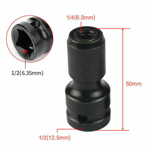 1/2inch Drive to 1/4inch Hex Drill Chuck Change Socket Adapter For Impact Wrench