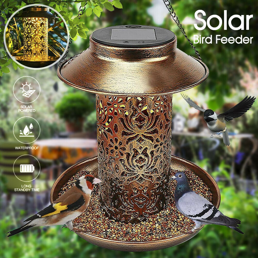 Solar Powered Bird Feeder Light Hanging Outdoor Solar Lamp Solar Garde ...