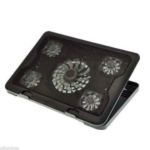 5 Fans LED USB Adjustable Height Stand Pad Cooler For Laptop Notebook 7"-17"