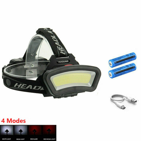 1/2X 1000000LM COB+LED Headlamp Headlight Torch USB Rechargeable Flashlight Work