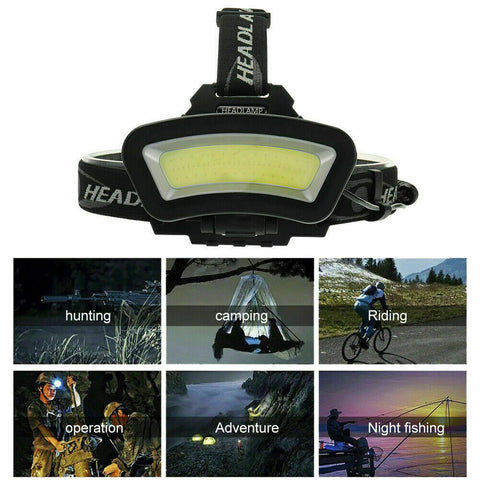 1/2X 1000000LM COB+LED Headlamp Headlight Torch USB Rechargeable Flashlight Work