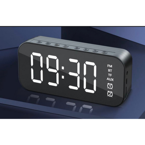 LED Display Mirror Digital Alarm Clock Wireless Bluetooth Speaker Home Decor