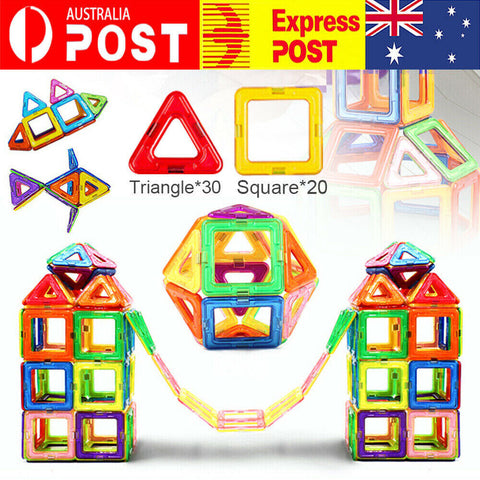 50pcs Magnetic Building Blocks Set 3D Tiles DIY Toys Gift Kids Educational