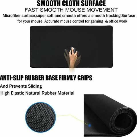 Anti-slip Ergonomic Gaming Mouse Pad Desk Mat Rubber Speed Mousepad Black