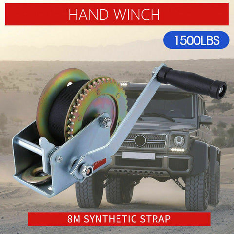 Hand Winch 1500lbs/2500LBS 2-Gears 8m Synthetic Cable Boat Trailer 4WD Winch