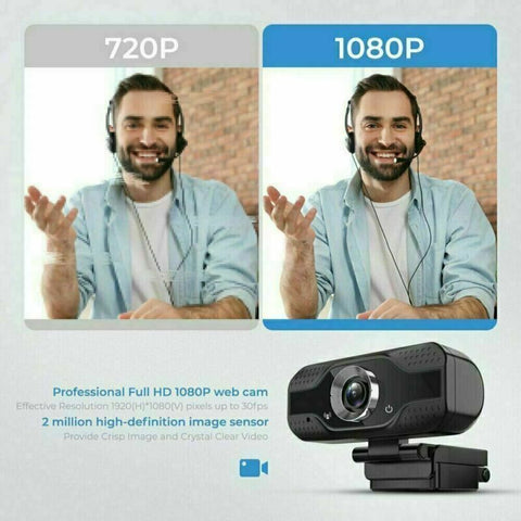 Webcam 1080P Full HD USB 2.0 For PC Desktop & Laptop Web Camera with Microphone