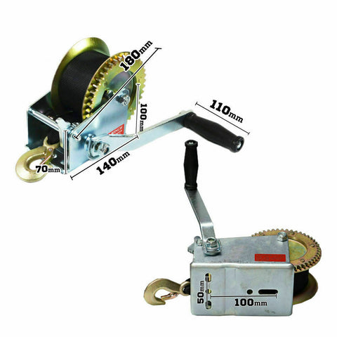 Hand Winch 1500lbs/2500LBS 2-Gears 8m Synthetic Cable Boat Trailer 4WD Winch