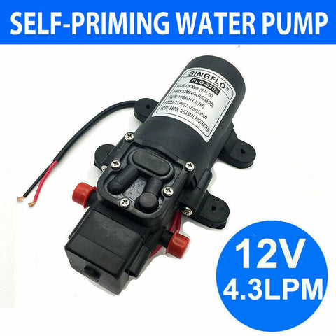 12V 4.3Lpm Self-Priming Water Pump High Pressure Caravan Camper Boat Marine