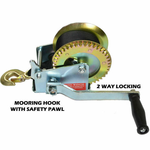 Hand Winch 1500lbs/2500LBS 2-Gears 8m Synthetic Cable Boat Trailer 4WD Winch