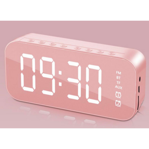 LED Display Mirror Digital Alarm Clock Wireless Bluetooth Speaker Home Decor