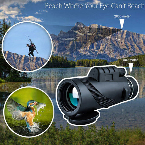 HD Portable Telescope Monocular For Travel Night Vision+Phone Clip +Tripodset