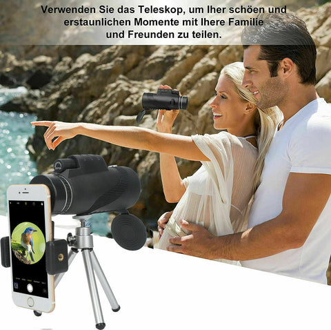 HD Portable Telescope Monocular For Travel Night Vision+Phone Clip +Tripodset