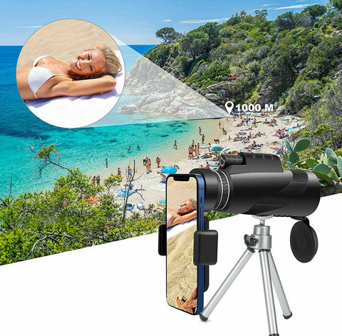 HD Portable Telescope Monocular For Travel Night Vision+Phone Clip +Tripodset